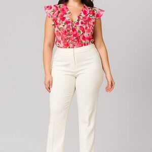 Jones New York Signature Petite Pink Floral Blouse Sheer Colorful Spring Top PL